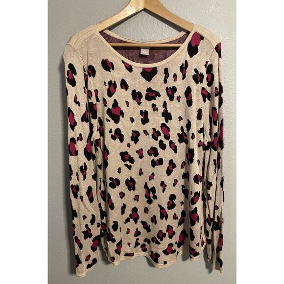 Chicos Womens Top Size 3 US XL Animal Print Long Sleeve Modern Artsy Mob Wife - Picture 1 of 6